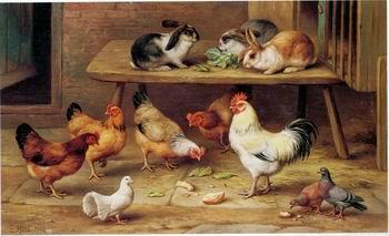 unknow artist Cocks and rabbits 130 oil painting image